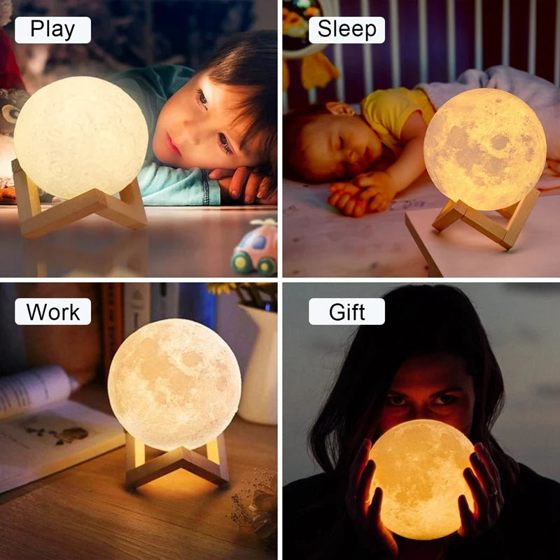 Luminária De Lua LED Abajur De Mesa Com Suporte - LojaLira
