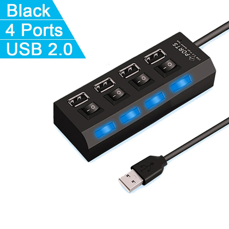 Expansor Adaptador USB Multi Portas com Chave Liga/Desliga - Para PC e Notebook - LojaLira