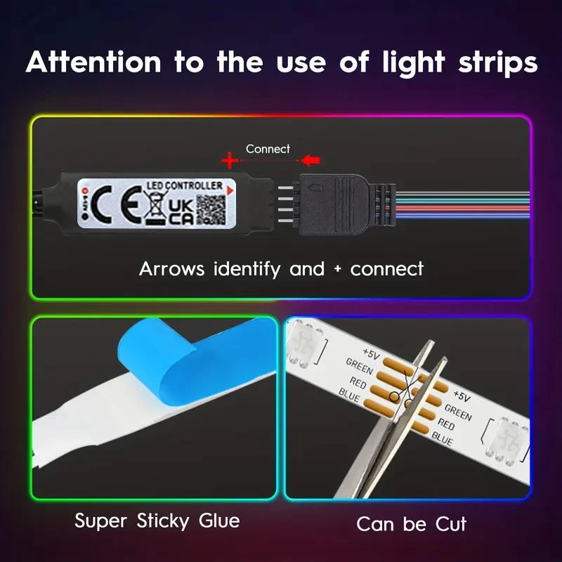 Fita De Led RGB 1m a 40m Inteligente com Controle e App - USB 5V - LojaLira