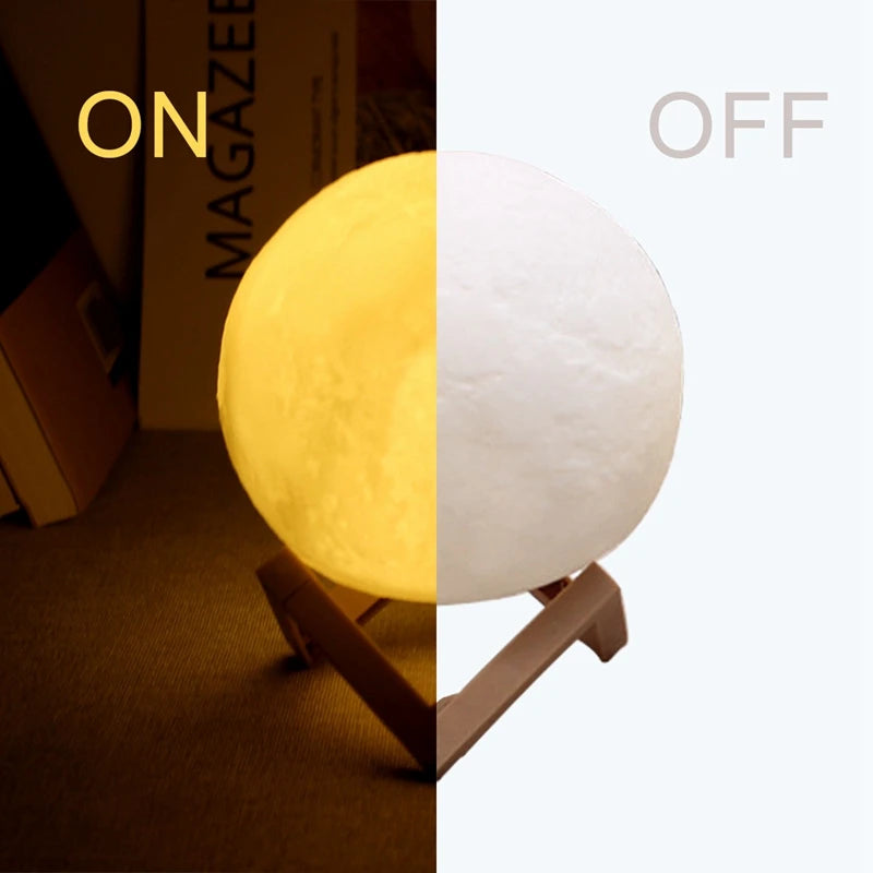 Luminária De Lua LED Abajur De Mesa Com Suporte - LojaLira