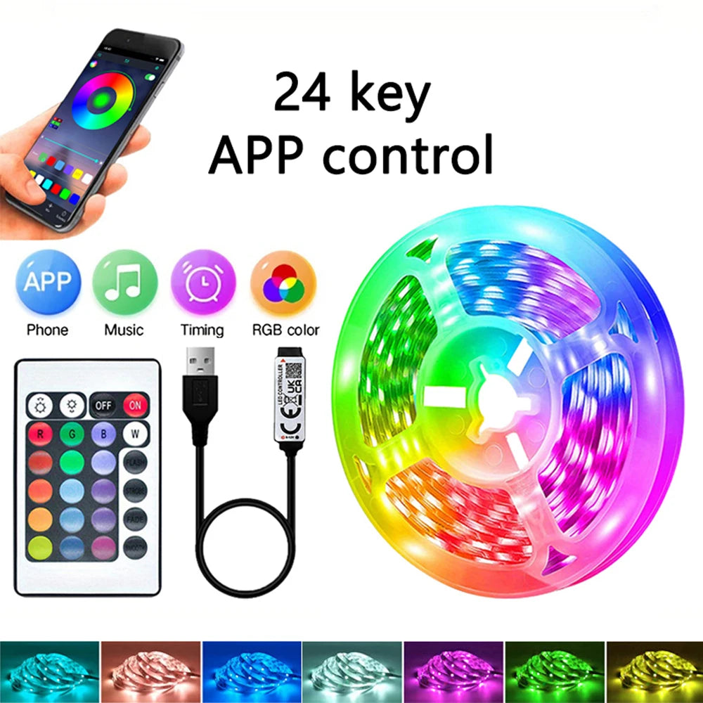 Fita De Led RGB 1m a 40m Inteligente com Controle e App - USB 5V - LojaLira