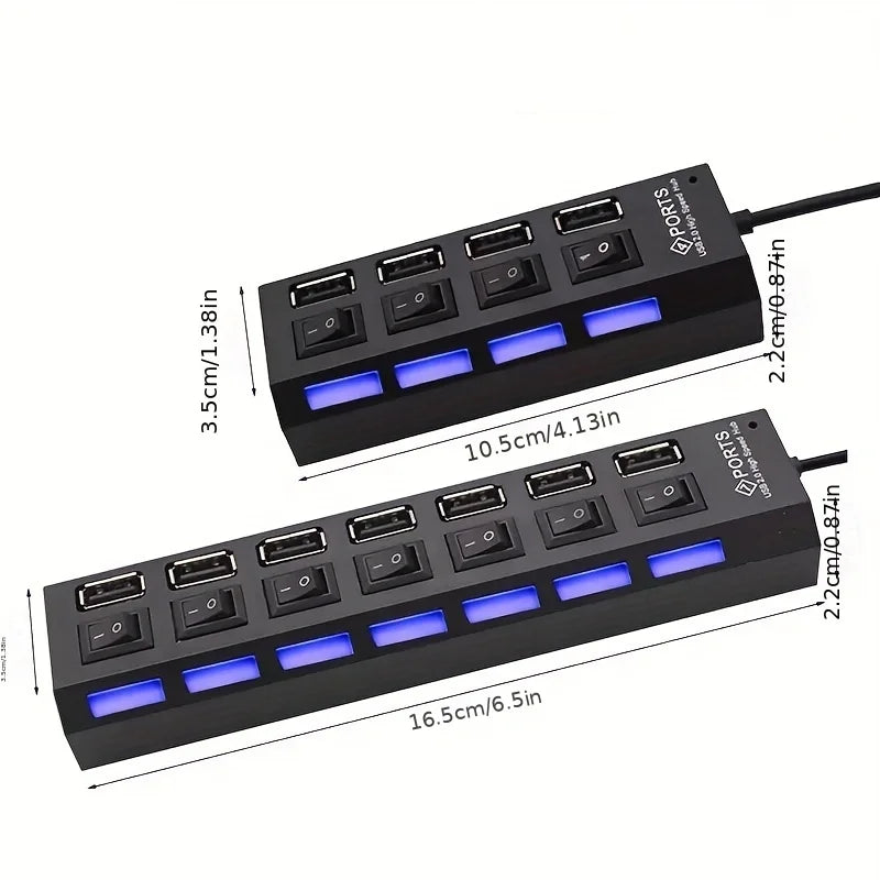 Expansor Adaptador USB Multi Portas com Chave Liga/Desliga - Para PC e Notebook - LojaLira