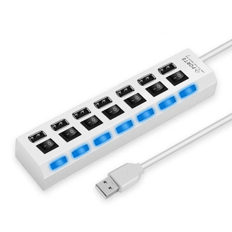 Expansor Adaptador USB Multi Portas com Chave Liga/Desliga - Para PC e Notebook - LojaLira