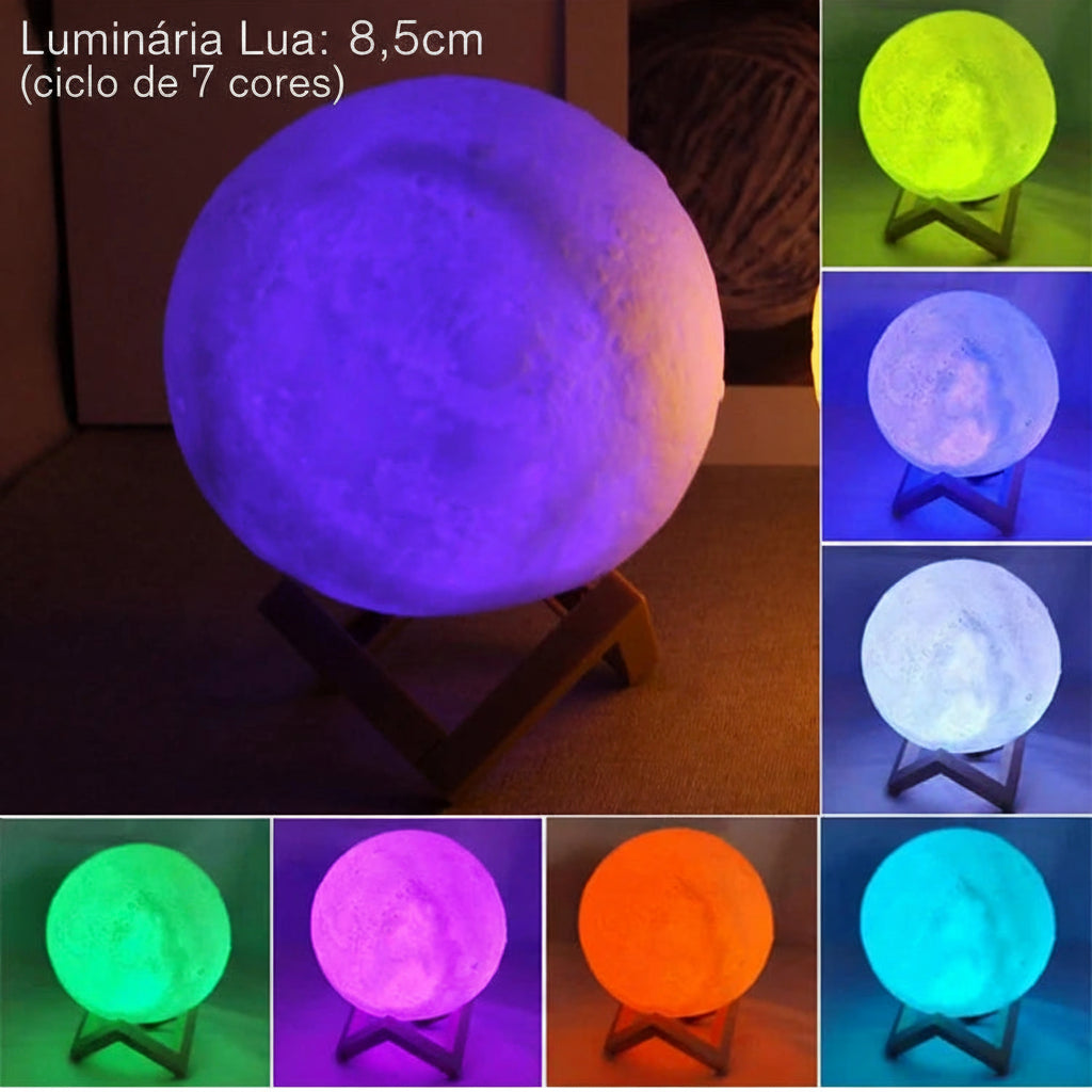 Luminária De Lua LED Abajur De Mesa Com Suporte - LojaLira