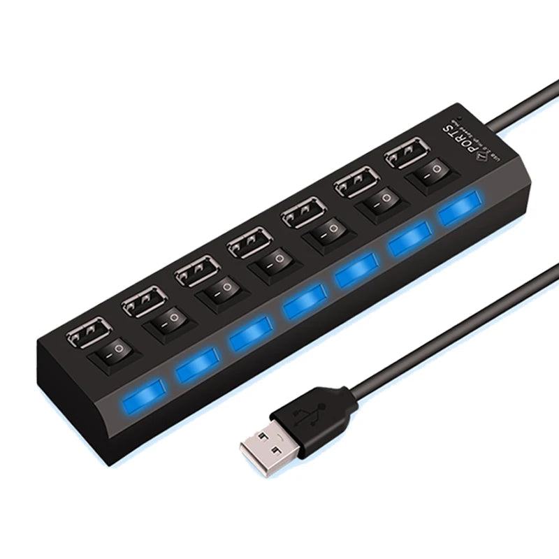 Expansor Adaptador USB Multi Portas com Chave Liga/Desliga - Para PC e Notebook - LojaLira