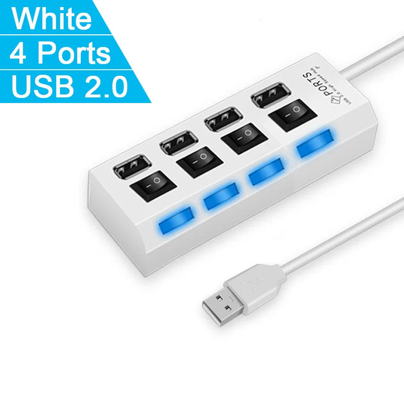Expansor Adaptador USB Multi Portas com Chave Liga/Desliga - Para PC e Notebook - LojaLira