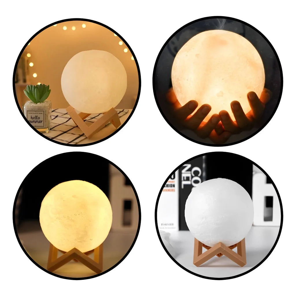 Luminária De Lua LED Abajur De Mesa Com Suporte - LojaLira