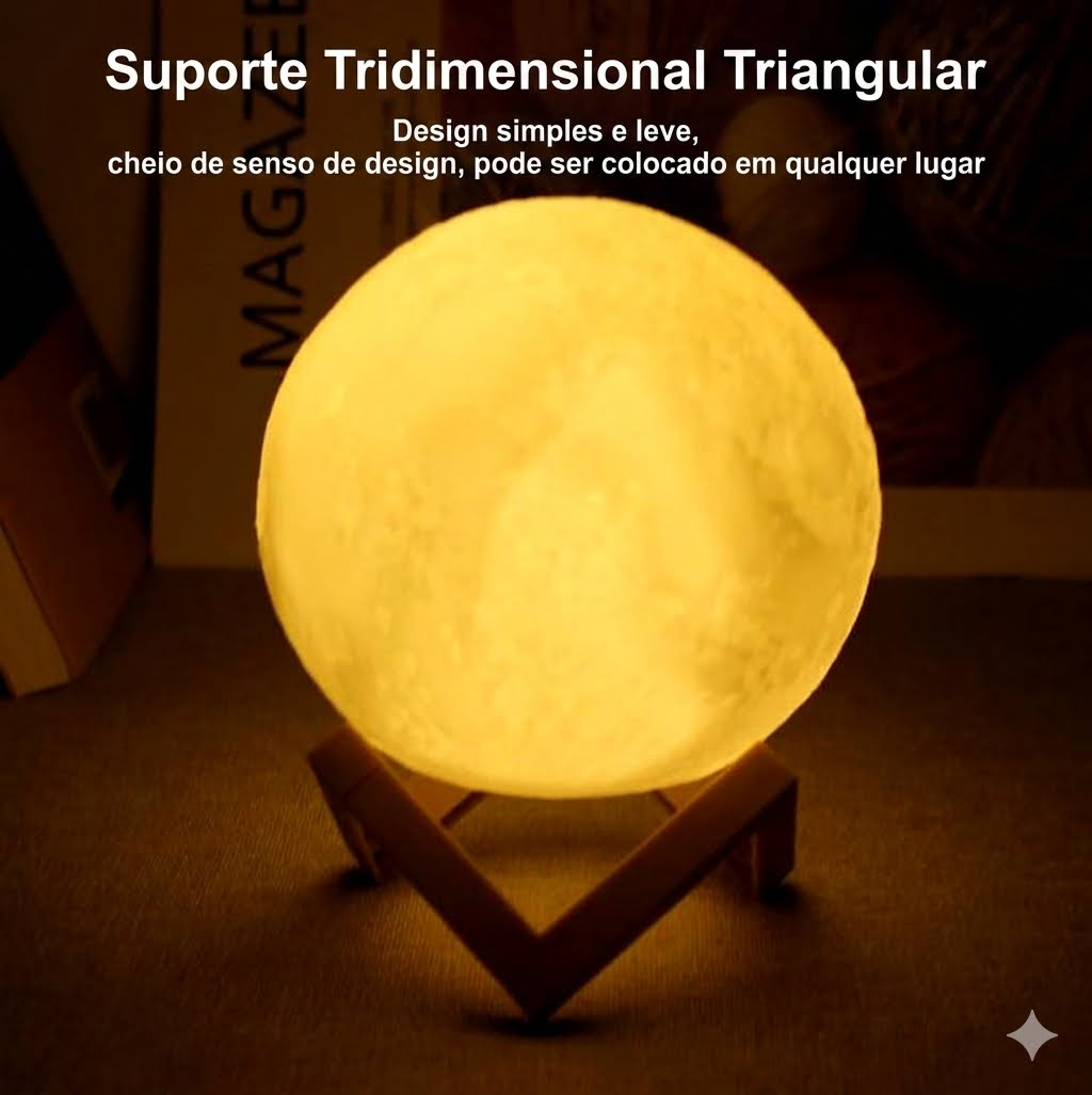 Luminária De Lua LED Abajur De Mesa Com Suporte - LojaLira
